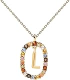 PDPAOLA - Collana con lettera L, in argento Sterling 925, placcato oro 18 carati, gioiello da donna
