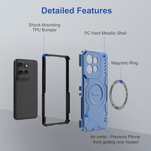 Image of Zapcase Back Case Cover for Motorola Edge 50 Neo 5G | Magnetic Case with Built-in Metal Ring | Supports MagSafe Charger, Wallet & Car Mount | Shockproof Hybrid PC + TPU | Blue