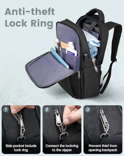 Besttravel Laptop Backpack, Business Travel Backpack with Charging Port, Water Resistant Laptop Rucksack, Anti-Theft Backpack for Men Women, Fits 15.6-inch Laptop School Bag