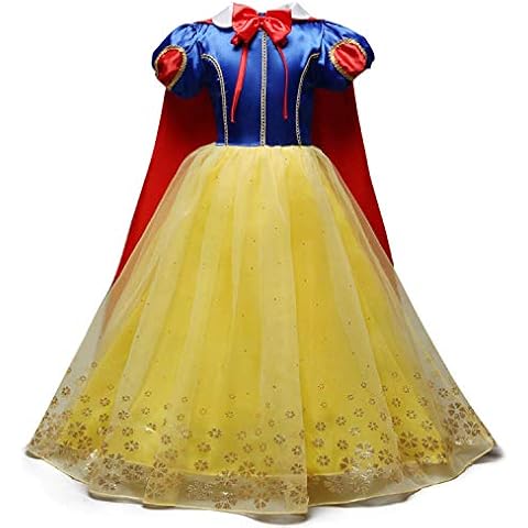 HOIZOSG Princess Dress Up for Little Girls Snow White Birthday Carnival Halloween Costume Christmas Party Ball Gown 4-5T Cover