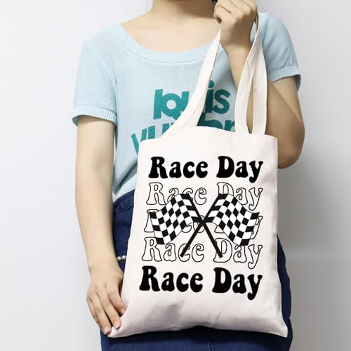 Bolso tote divertido con estampado de cuadrícula para carreras, bolso de compras para amantes del automovilismo, regalo ideal miniatura 3