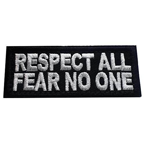 Respect All Fear No One Embroidered Hook & Loop Patch Funny Badge Tactical Armband For Clothes Backpack Applique Accessory (Black White) #TOP13