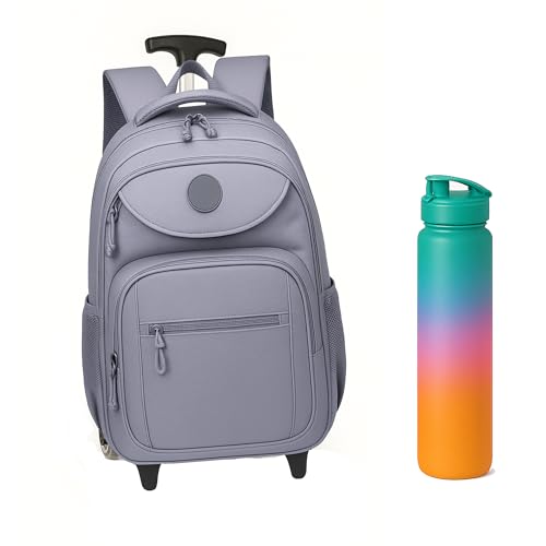 Mochila escolar de rodinha carrinho, menino e menina refor?ada rodinhas de silicone e regulagem de altura (cinza modelo 2)