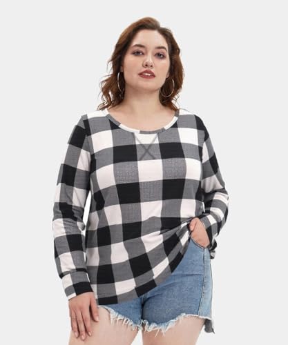 TIYOMI Plus Size Tops For Women Long Sleeve Shirts Round Neck Tie Dye Tunic Fall Winter Sweatshirts XL-5XL (14W-28W)2