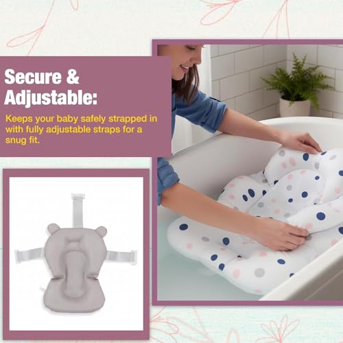 Image of Safe-O-Kid Baby Bath Support Harness, Anti-Slip & Quick Drying, Soft Sponge Cushion with Safety Straps for Newborns, Ideal for 6 to 24 Months (White)