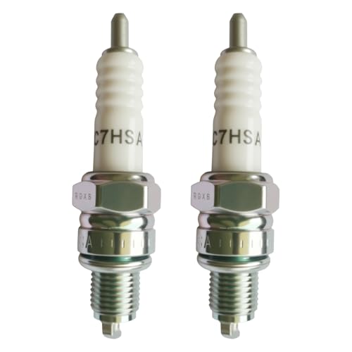 Supecesorio 2 piezas bujía cortacésped C7HSA, bujías de repuesto compatibles con Bocsh UR3AC / 0242055501 Champion PRZ9HC/RZ96 C Denso U22FSRU/GY6 139 QMB/QMA