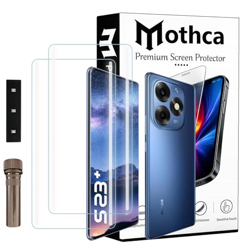 Image of Mothca Curved UV Tempered Glass Screen Protector for Itel S23 Plus | Transparent | Pack of 2 | Borderless Full Screen Coverage with UV Installation Kit