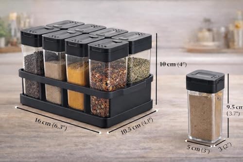 Image of 8 Pcs Airtight Masala Box with Stand, Transparent Spice Container Set for Kitchen, BPA-Free Plastic Masala Dabba, Space Saving Spice Organizer Rack, Kitchen Storage Containers for Spices Dry Item