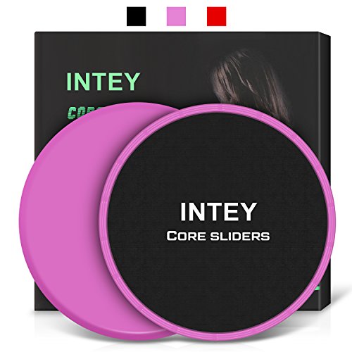 INTEY Exercise Sliders Fitness Workout Sliders Gliding Discs. Dual Sided Use on Carpet or Hardwood Floors, Bonus Carry Bag and Gift Box