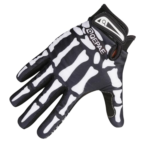 TRIWONDER Skeleton Cycling Gloves Black Full Finger L