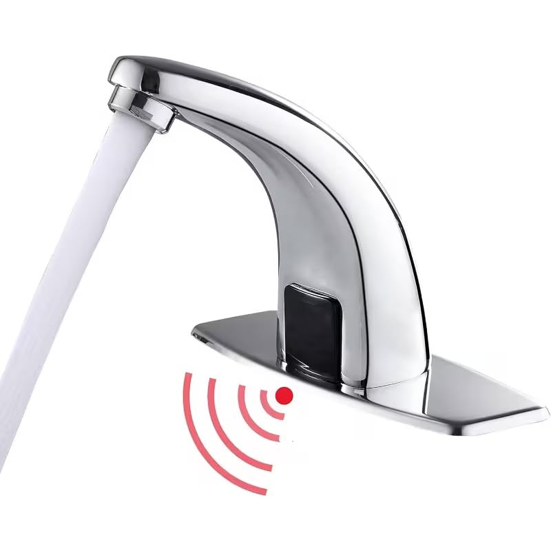 Image of SILVERA Automatic Sensor Faucet | Touch-Free Infrared Tap | Chrome Finish, Water-Saving Aerator, Hygienic Hands-Free Operation | Easy Installation | Ideal for Home, Bathroom, Kitchen & Commercial Use