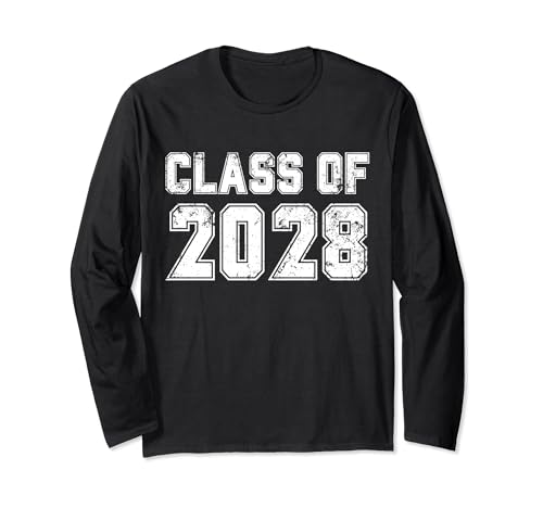 Class of 2028 Vintage Freshman Class 2028 Senior Graduation Manga Larga