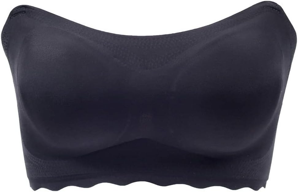 n/a 黒い薄いチューブトップランジェリー女性のストラップレスチューブトップスオフショルダーレディースボディスーツトップ(B,5XL