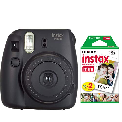 Fujifilm instax Mini Instant Camera (Dark Gray) with Film Twin Pack Bundle