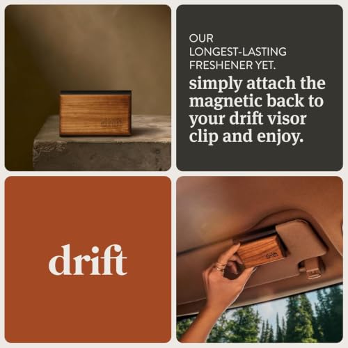 Image of Drift Car Air Freshener - The Original Wood Air Freshener -Car Odor Eliminator- Long Lasting Scent - Auto Accessories - Metal Clip -Essential Oils - Clean Ingredients - Summer Sunset Scent Starter Kit