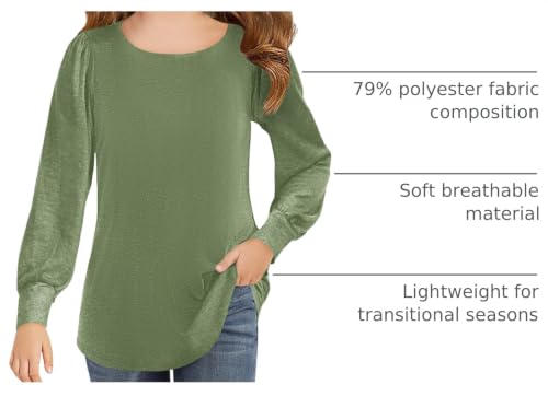 Image of Haloumoning Girls Puff Long Sleeve Shirts Fall Tops 5-14Y