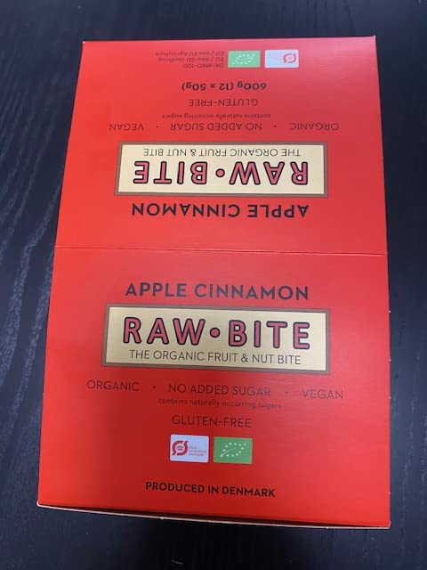 RAWBITE APPLE CINNAMON in der 12er Box- Vegan, glutenfrei & ohne Zuckerzusatz (enthält von Natur aus Zucker) - Bio Frucht-Nuss-Riegel mit Apfel & Zimt (12 x 50 g)