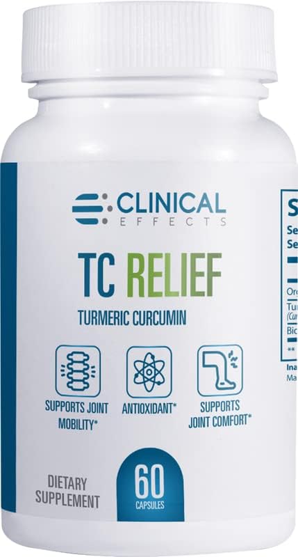 Clinical Effects TC Relief - Turmeric Curcumin with Bioperine Black Pepper - Joint Supplement and Immunity Support - 60 Capsules