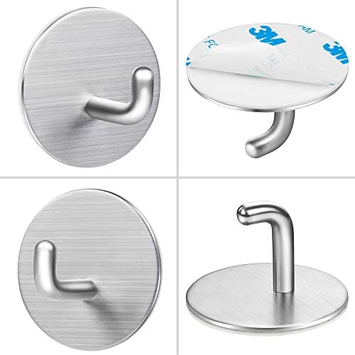 SMBOX Self Adhesive Hooks, Heavy Duty Stainless Steel Sticky Hanger, Waterproof Hanging Holder Stick on Wall, Door, Closet, Bathroom, Bedrooms, Kitchen for Towel, Coat, Tea Towel, Clothes