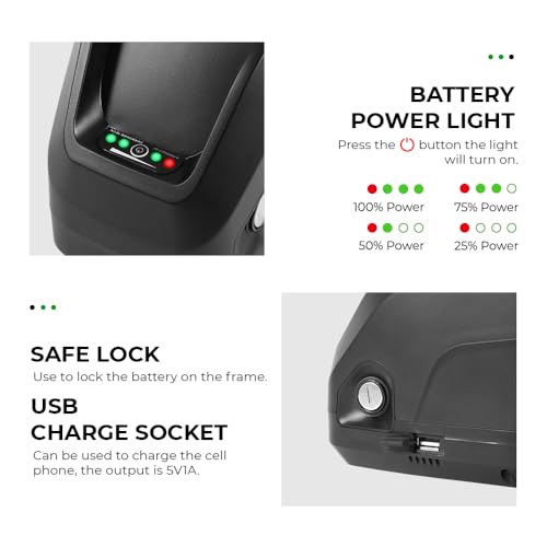 YOSE POWER Hailong G80 48V 18Ah ebike battery for 350W / 500W / 750W / 1000W motor with USB fits on Down Tube for VAUN MiFa Prophete Pedelec - Image 2