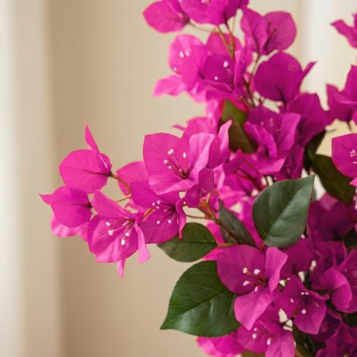 Image of Decor & More 2 PCS Artificial Flowers Bunch - Realistic Silk Bougainvillea Long Stem Artificial Flower Bunch Without Pot | Artificial Flower for Decoration | (Without Pot)
