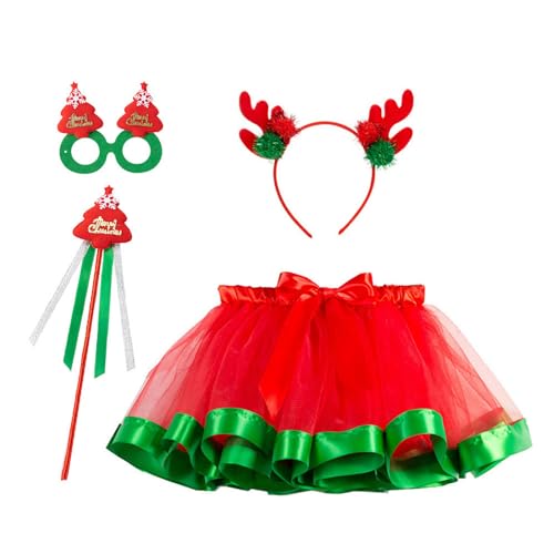 Saia Tutu de Natal | Vestido de dança de balé princesa saia tutus de natal | Fantasia de Natal co óc