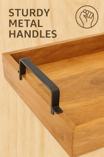 Bandejas de madera de calidad con asas de fundición rústicas para decoración 6