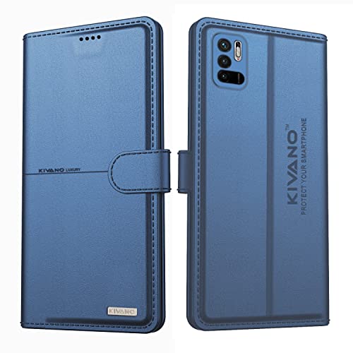 Image of KIVANO Xiaomi Redmi Note 10T 5G / Poco M3 pro 5g Professional Series Wallet Case | Luxurious Design | Premium | PU Leather Flip Case Back Cover | Magnetic Closure - Dark Blue