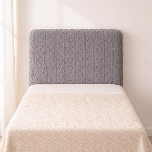 Image of HOMETHREADS Stretchable Lycra /Velvet Headboard Cover | Soft, Dust-Proof & Wrinkle-Resistant Bed Back Protector | Fits Leather, Wooden & Fabric Bedsides | for 5ft to 6.5ft Beds (Grey, 85x65cm)