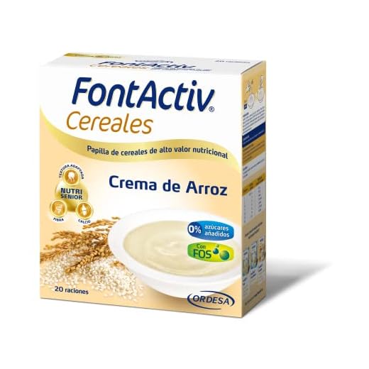 FontActiv Cereales Crema de Arroz- Complemento Alimenticio en Papilla de Cereales para Adultos y Mayores 0% Azúcares Añadidos- 600 gr