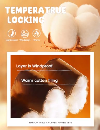 Yimoon Girls Cropped Puffer Vest Lightweight Padded Quilted Vest Stand Collar Warm Sleeveless Puffy Gilet4