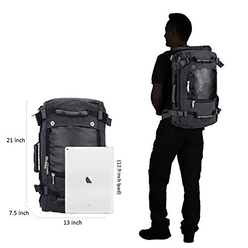 WITZMAN Men Travel Backpack Canvas Rucksack Vintage Duffel Bag 2012 (21 inch Canvas Black)