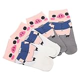 SOIMISS 2 Paar Küken Grau Stylisch Zwei- Athletisch Schwein Clog Großer Knöchel Zwei Muster Mädchen - Socken: Finger Tabi Flop Sneaker Baumwolle Geruch Laufen Entzückend Schön Stiefel