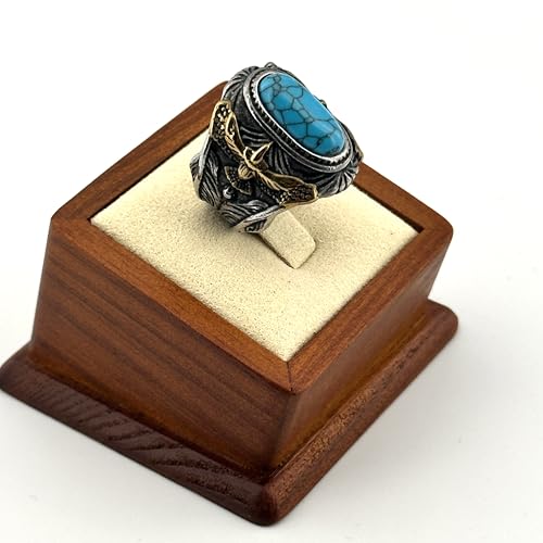 JWM Turquoise Eagle Rings Stainless Steel Large Rings for Men Women Adults, Delicate Packaging3