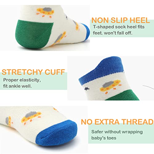 Baby Non Slip Grip Ankle Socks,12-Pack Cotton Crew Socks for 1-3/3-5 Years Old Infants Toddlers Kids Boys Girls Crawling Unisex Ankle Socks Non Skid Sole - Image 3