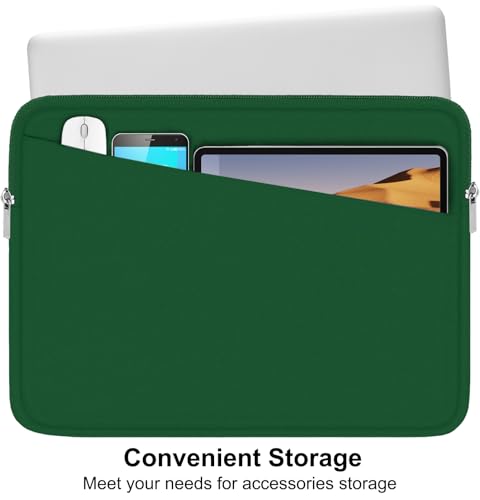 Image of 15.6 inch Laptop Sleeve, Durable Carrying Bag Protective Case Briefcase Handbag with Front Pocket, Slim Computer Cover for 15-16 Inch HP, Dell, Lenovo, Asus, Notebook, Dark Green