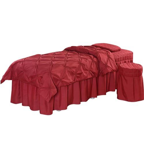 Falda de cama ajustable contra arrugas con juego de sábanas de color liso 2