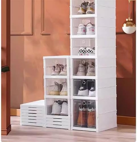 Folding Transparent Shoe Rack Organizer - One-Pull Shoe Storage Box, Stackable Shoe Shelf for Easy Access, 9-Ply Color Options - Perfect for Home & Closet Organization