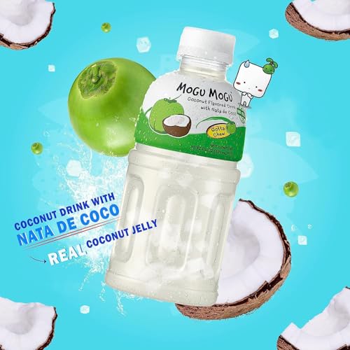 Mogu Mogu Coconut Juice with 25% NATA De Coco (coconut jelly) | Energy Booster | Full of Fruit Fibres | No Added Preservatives and Colours |Juice Bottles Made for Adults and Kids-320ml - (Pack of 3).