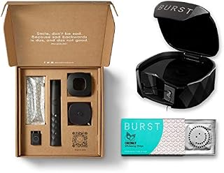 Burst Sonic Electric Toothbrush, Mint Eucalyptus Flavored Charcoal Floss and Whitening Strips Bundle