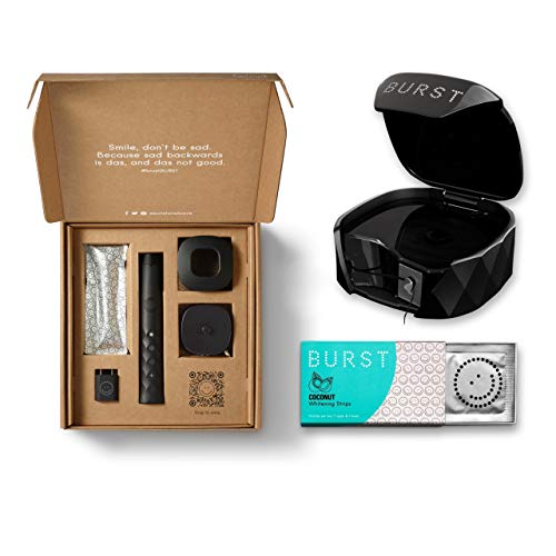 Burst Sonic Electric Toothbrush, Mint Eucalyptus Flavored Charcoal Floss and Whitening Strips Bundle