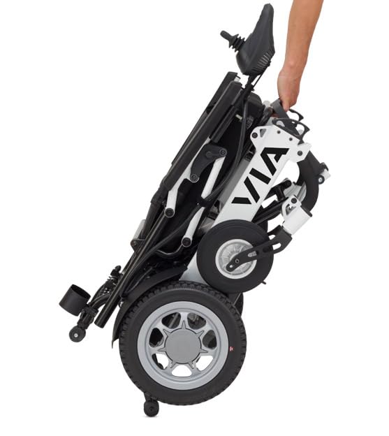 Bischoff & Bischoff Silla de ruedas eléctrica Via, plegable, para interior y exterior, velocidad de 6 km/h, alcance aprox. 25 km, color blanco, con HMV: 18.46.06.0004