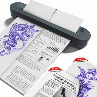 Image of Upgraded A4 Wireless Bluetooth Thermal Printer, Inkless Portable Document Printer, Dual Function for Office File & Tattoo Template Transfer, Comes with 10 Transfer Sheets