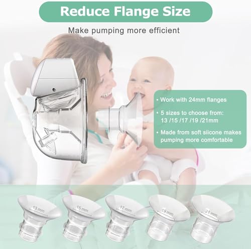 Image of Wearable Breast Pump Parts Milk Collector Cup 24mm Flange Compatible with Momcozy /TSRETE S9 /S12 Pump Replacement Parts, Extra 5pcs Flange Inserts
