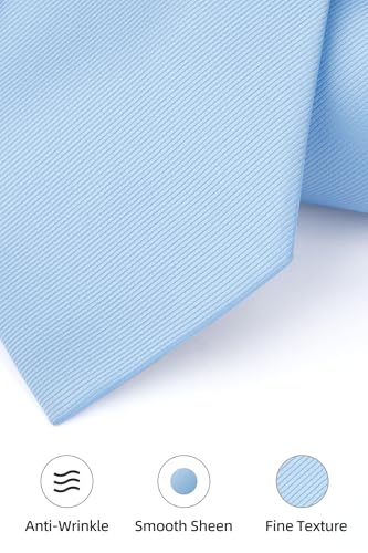 Image of HISDERN Mens Ties Solid Color Ties for Men Formal Necktie with Pocket Square Set Satin Silk Neck Tie Handkerchiefs Set