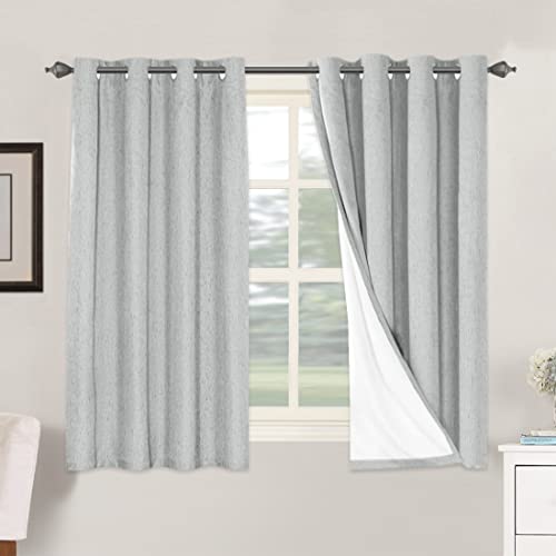 Image of H.VERSAILTEX 100% Blackout Curtains for Bedroom Thermal Insulated Linen Textured Curtains Heat and Full Light Blocking Drapes Living Room Curtains 2 Panel Sets, Glacier Gray, 52x54 Inch