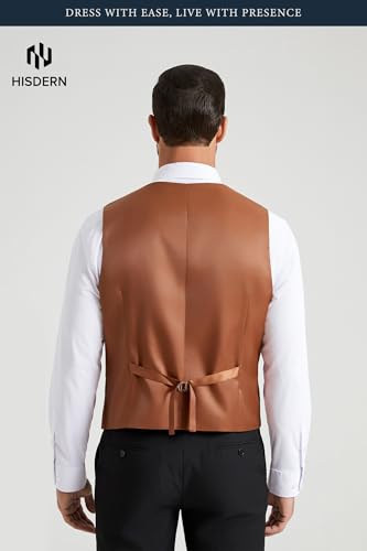 Image of HISDERN Mens Suit Vest Business Casual Dress Waistcoat Vest Solid Color Formal Wedding Vests for Suits or Tuxedo