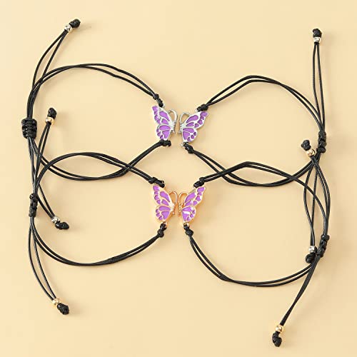 Fuqimanman2020 2pcs Long Distance Matching Enamel Butterfly Love Charm Bracelet Set for 2 Couple Best Friends BFF Friendship Mother Daughter Jewelry2