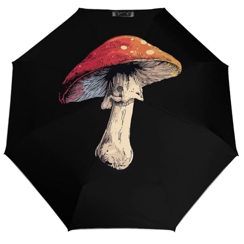 Parapluie pliant imperméable et compact au design de champignon coloré