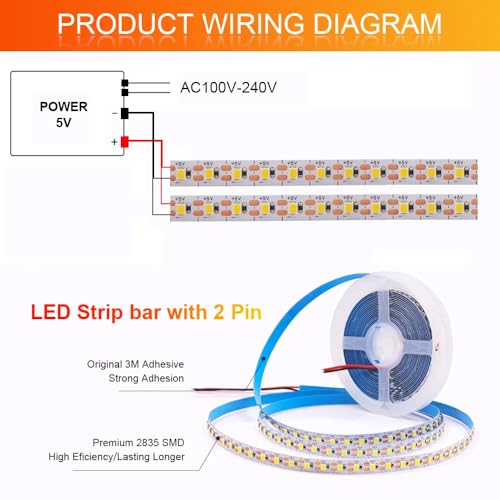 Tira LED flexible multicolor 5V 8MM 600 LEDs 5mm miniatura 5